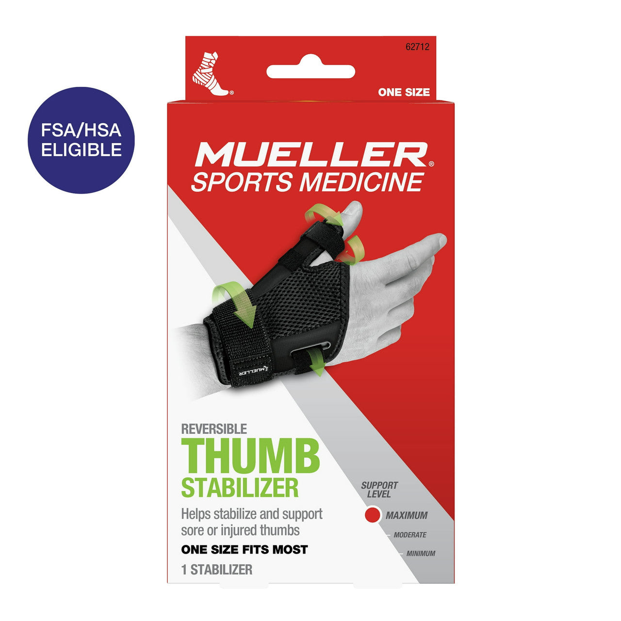 Mueller Sport Care Antimicrobial Thumb Stabilizer, Maximum Support, 1 Ea